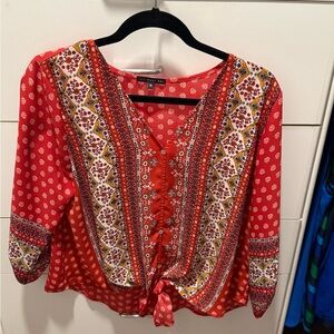 West Kei Red Patterned Top